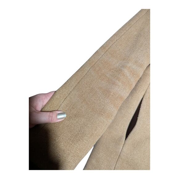 J. Crew Camel Tan Italian Stadium Cloth Wool Blend Full Zip Lodge Coat Sz 2 - Picture 3 of 7